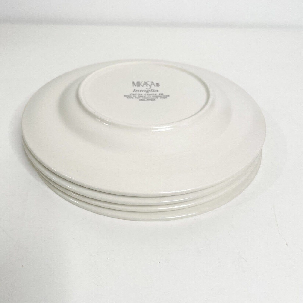 Vintage 80s Mikasa Intaglio Santa Fe Salad Plates Set of 4 Southwest Aztec 8" - Picture 6 of 6
